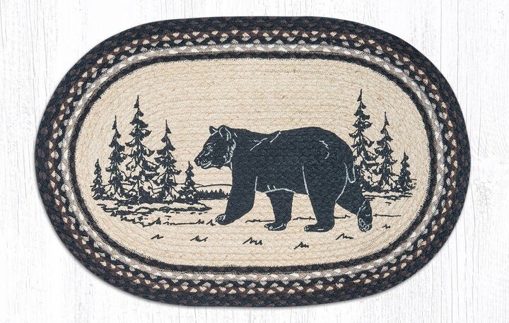 OP-313 Bear Silhouette Oval Patch Rug - Ozark Cabin Décor, LLC