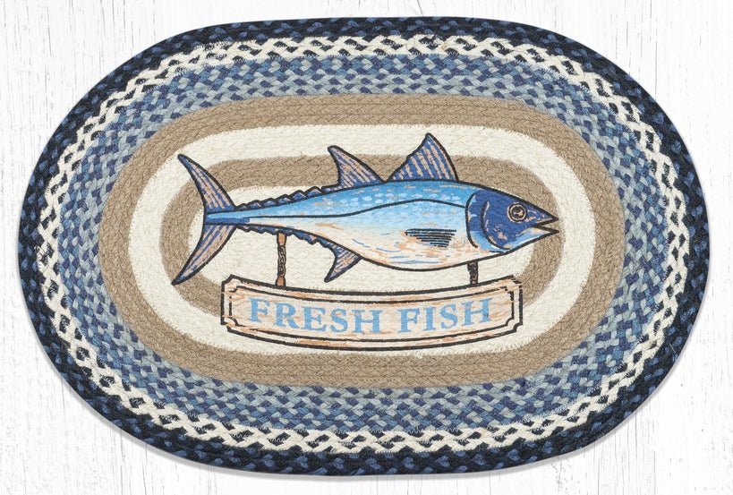 OP-443 Fresh Fish Oval Braided Rug - Ozark Cabin Décor, LLC