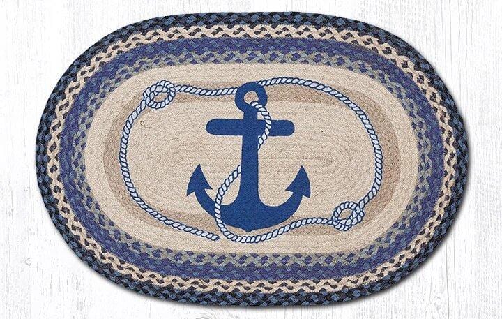 OP-443 U.S. Navy Anchor Braided Rug - Ozark Cabin Décor, LLC