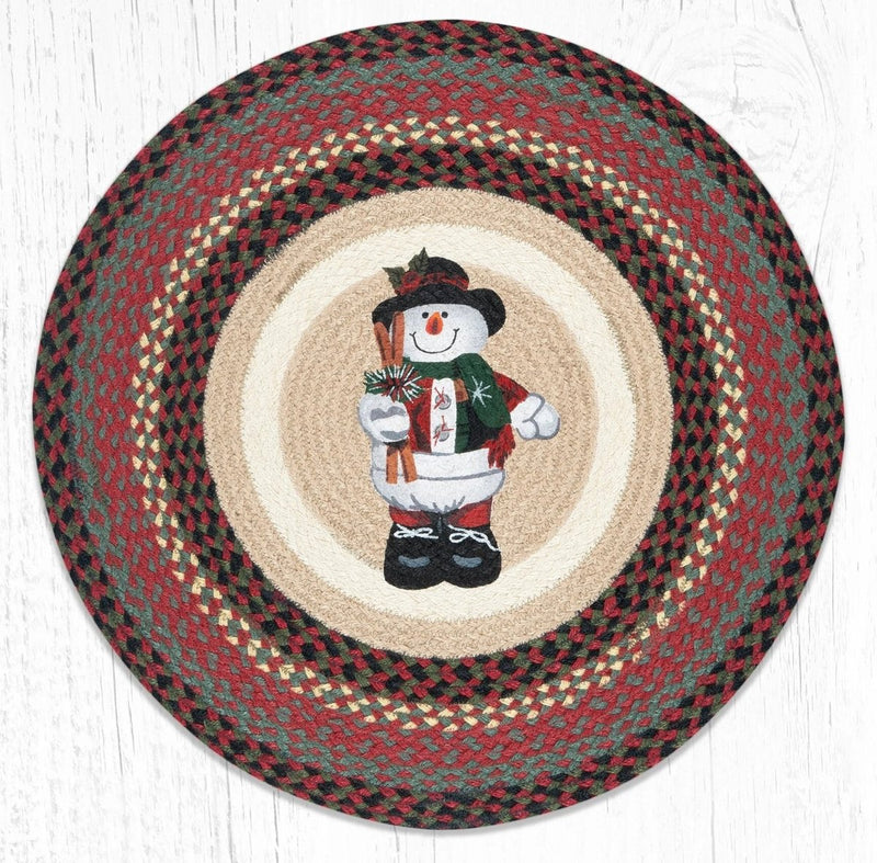 Snowman In Top Hat Round Rug - Ozark Cabin Décor, LLC