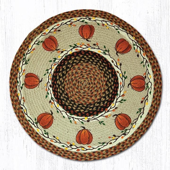 RP-222 Harvest Pumpkin Round Patch Rug - Ozark Cabin Décor, LLC