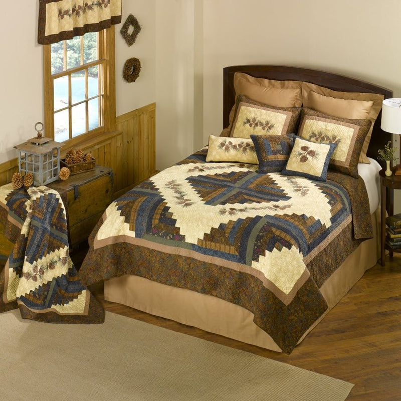 Cabin Raising Pinecone Quilted Bedding Collection - Queen - Ozark Cabin Décor, LLC