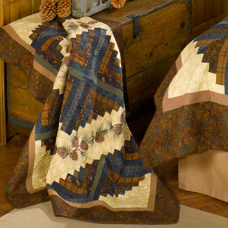 Cabin Raising Pinecone Quilted Bedding Collection - Twin - Ozark Cabin Décor, LLC