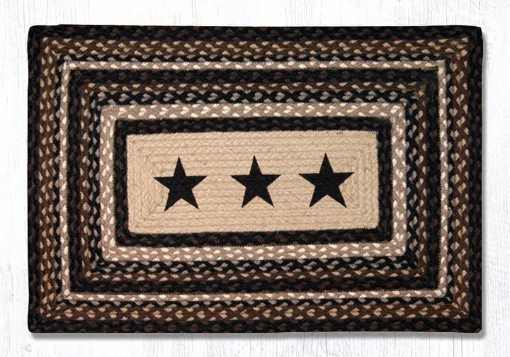 PP-313 Rustic Black Stars Patch Print Rug - Ozark Cabin Décor, LLC