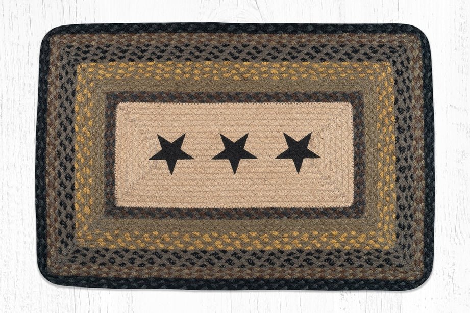 PP-099 Rustic Black Stars Patch Print Rug - Ozark Cabin Décor, LLC