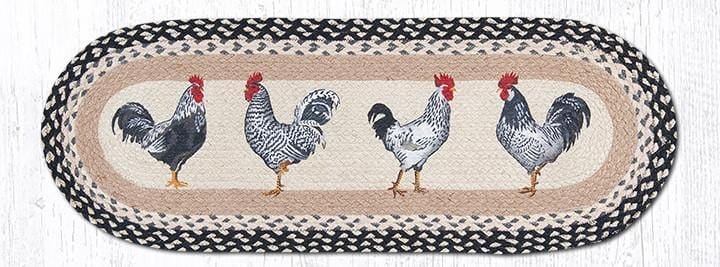 Farmhouse Roosters Oval Table Runner - Ozark Cabin Décor, LLC