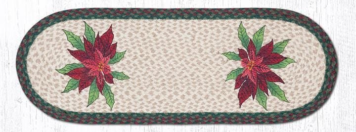 Poinsettia Oval Jute Table Runner - Ozark Cabin Décor, LLC