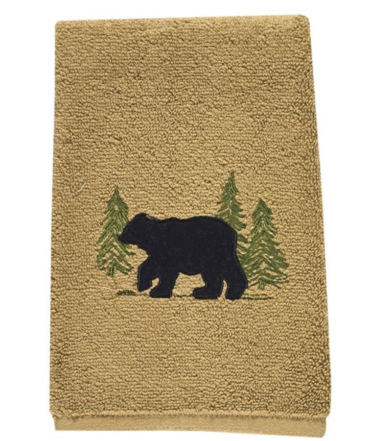Black Bear Terry Fingertip Towels - Set of 2