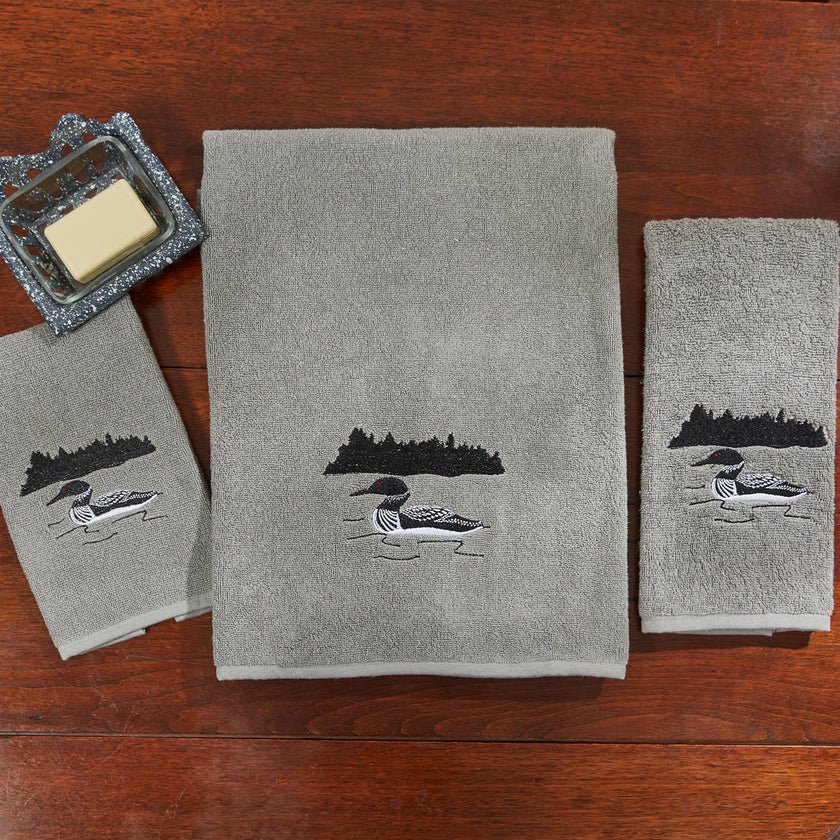 Grey Area Loon Hand Towel - Ozark Cabin Décor, LLC