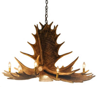 Moose 6 Antler Chandelier w/Downlight - Ozark Cabin Décor, LLC