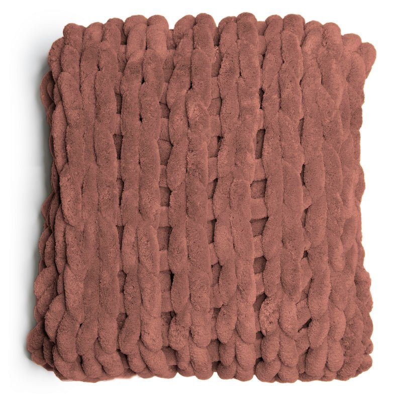 DS-70078 Chunky Chenille Knit Throw - Rust - Ozark Cabin Décor, LLC