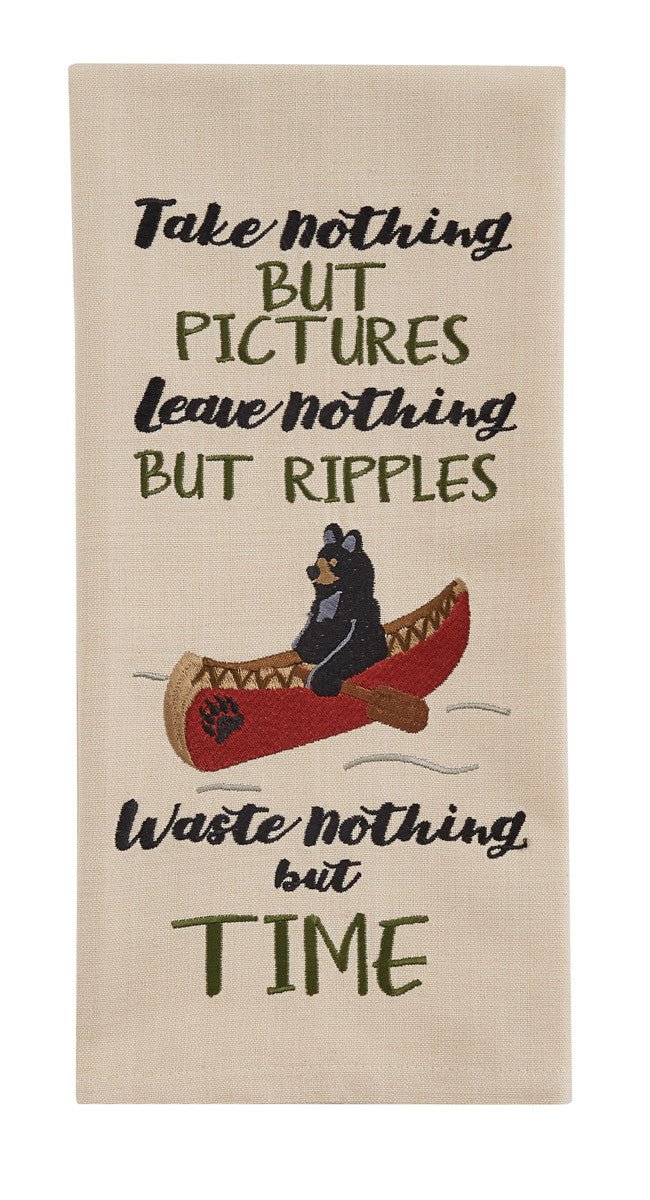 Canoe Bear Take Nothing Embroidered Kitchen Dish Towel Set - Ozark Cabin Décor, LLC