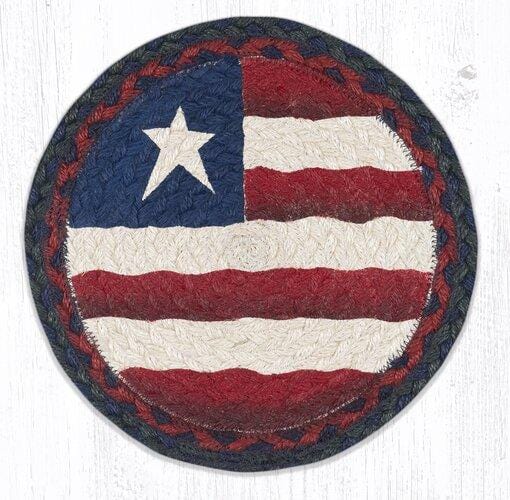 MSPR-015 Rustic Primitive Flag Jute Trivet - Ozark Cabin Décor, LLC