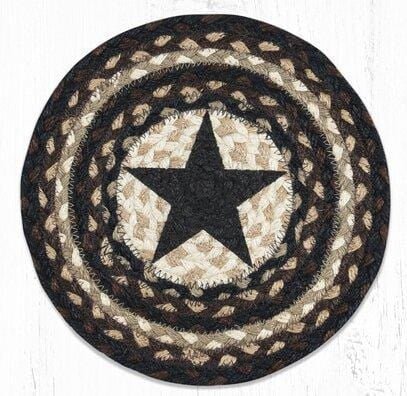 MSPR-313 Rustic Black Star Braided Jute Trivet - Ozark Cabin Décor, LLC