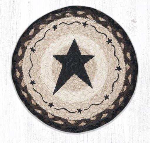 MSPR-313 Rustic Primitive Black Star Jute Trivet - Ozark Cabin Décor, LLC