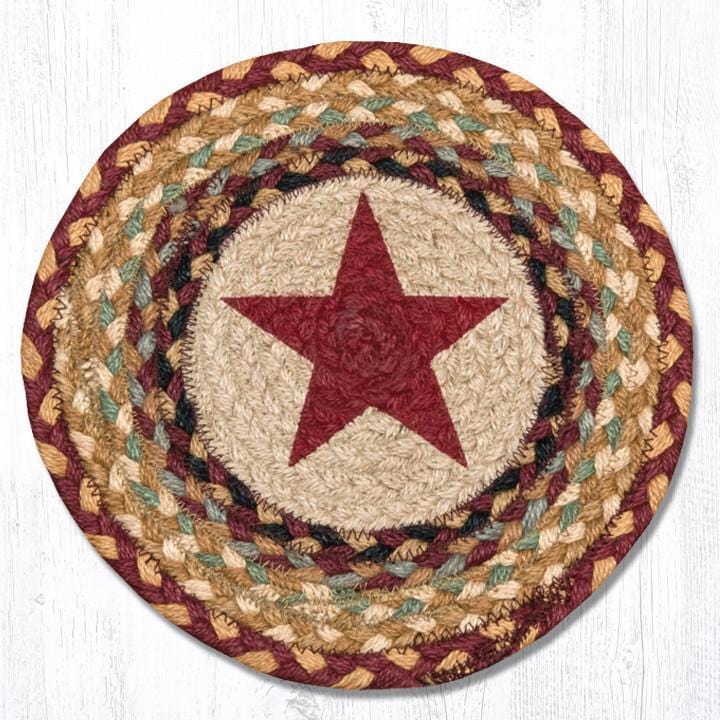 MSPR-357 Rustic Burgundy Star Jute Trivet - Ozark Cabin Décor, LLC