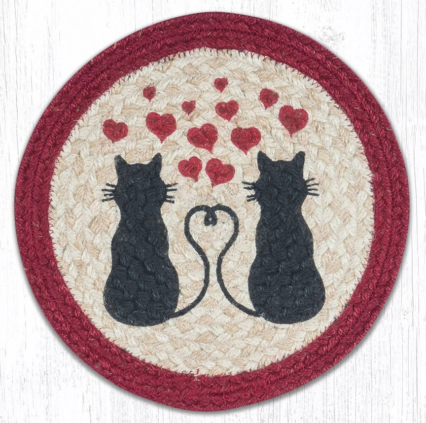 Love Cats Braided Natural Jute Trivet