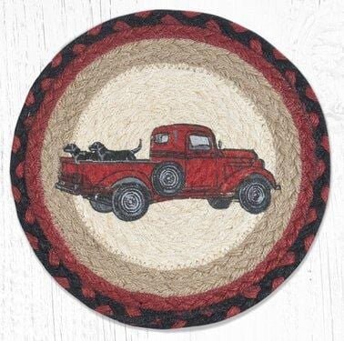 MSPR-602 Black Labs and Red Pickup Jute Trivet - Ozark Cabin Décor, LLC