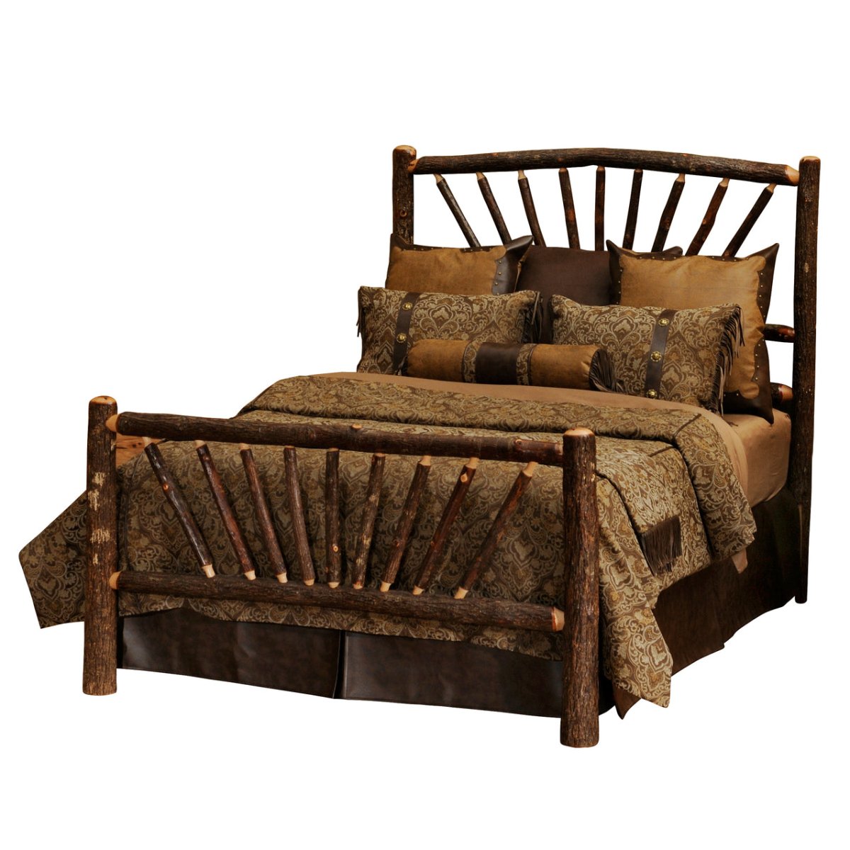 Hickory Log Sunburst Bed - California King - Ozark Cabin Décor, LLC