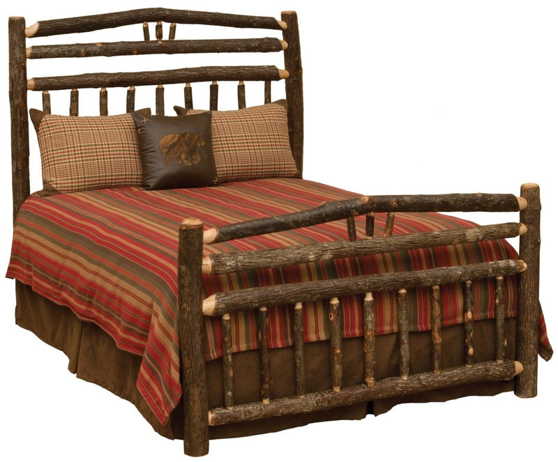 Hickory Log Wagon Wheel Bed - Double - Ozark Cabin Décor, LLC
