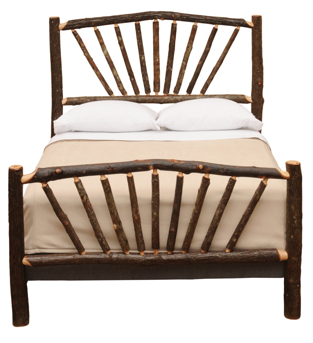 Hickory Log Sunburst Bed - Single - Ozark Cabin Décor, LLC