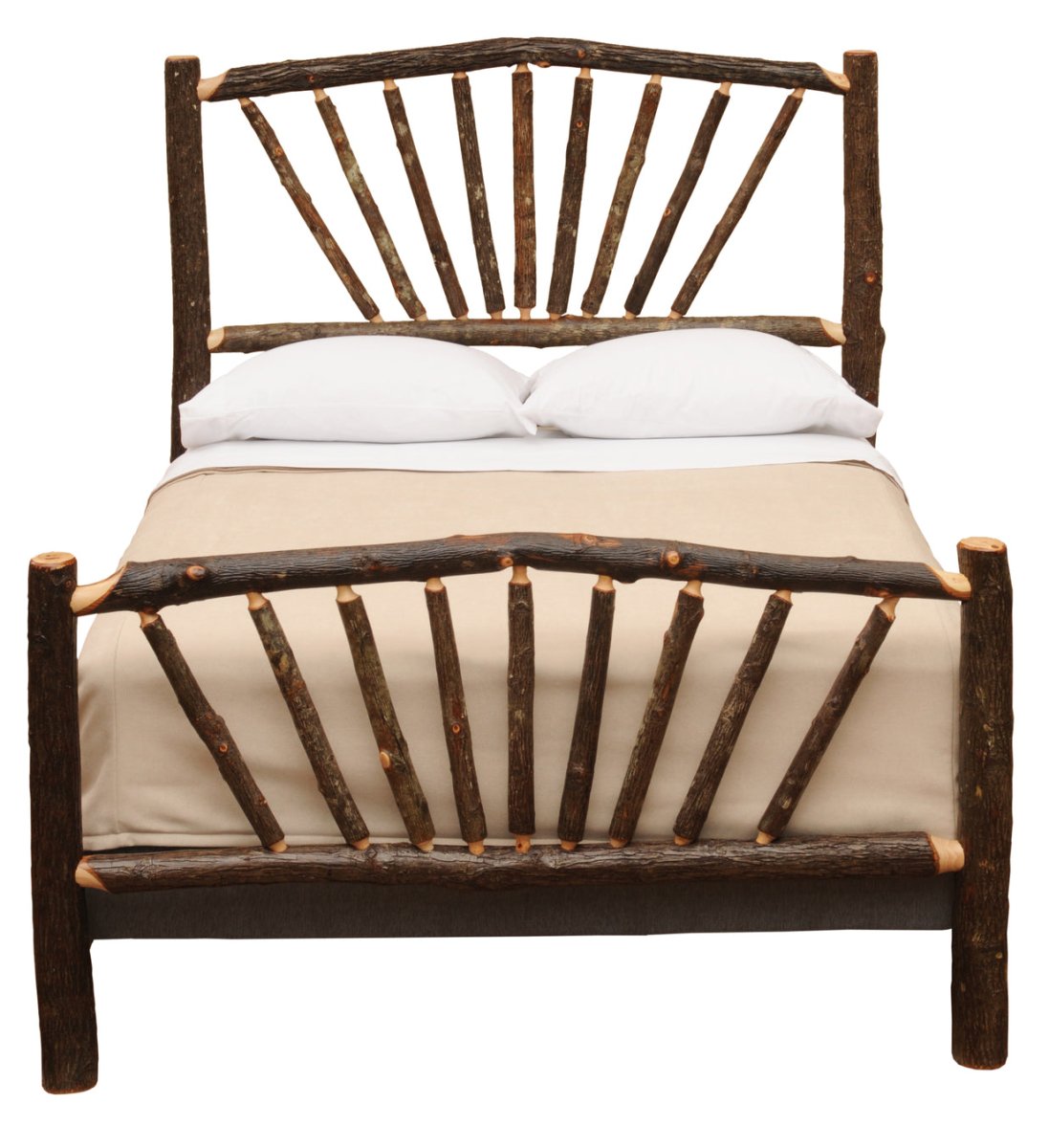 Hickory Log Sunburst Bed - California King - Ozark Cabin Décor, LLC