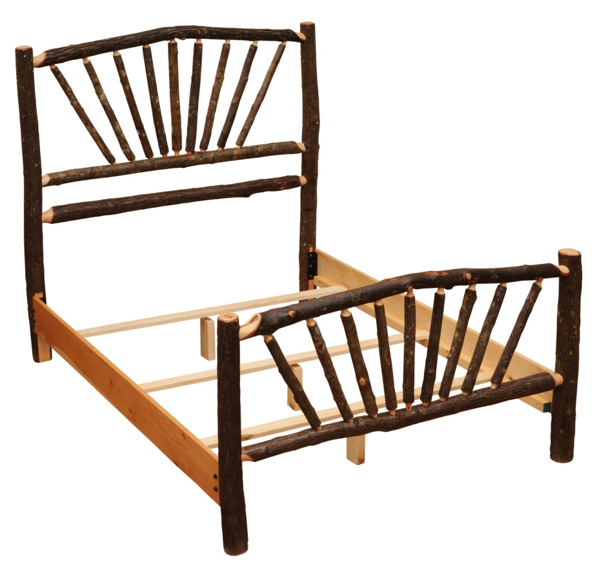 Hickory Log Sunburst Bed - Single - Ozark Cabin Décor, LLC