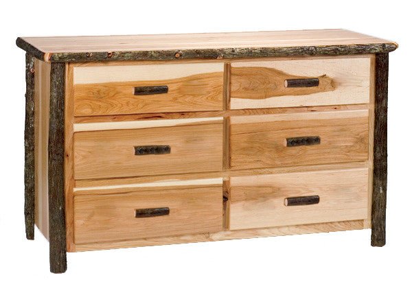 82040-T-P Natural Hickory Log Six-Drawer Dresser - Ozark Cabin Décor, LLC