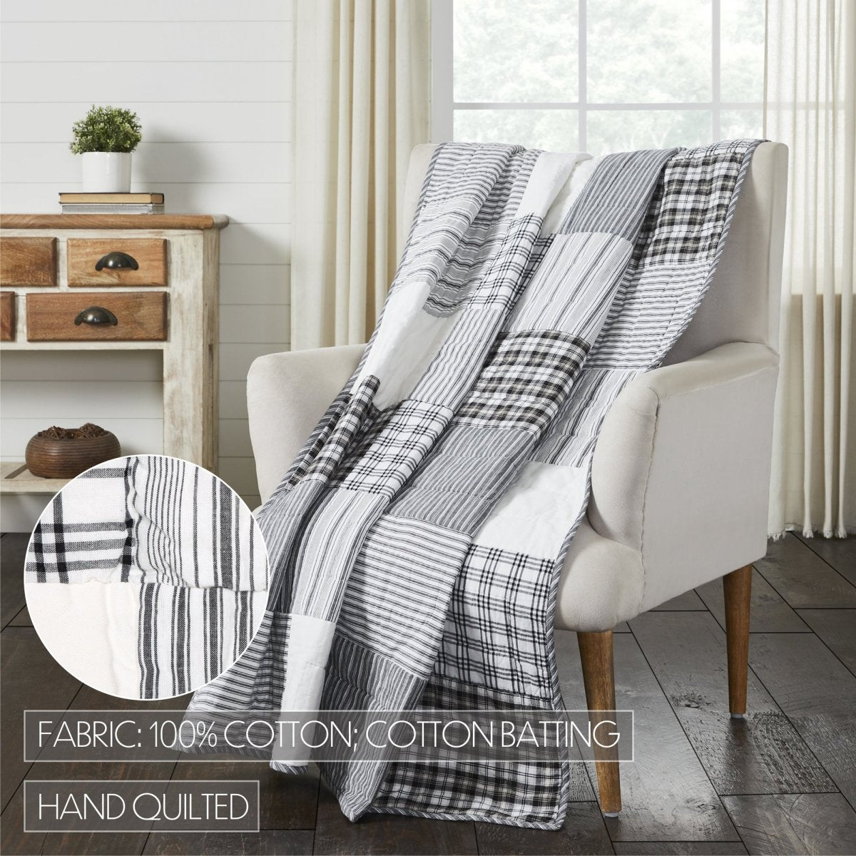 Sawyer Mill Black Block Quilted Throw - Thumbnail 3