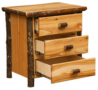 81050-T Rustic Hickory Log XL Three Drawer Nightstand - Ozark Cabin Décor, LLC