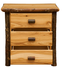 81050-T XL Natural Hickory Log Three Drawer Nightstand - Ozark Cabin Décor, LLC