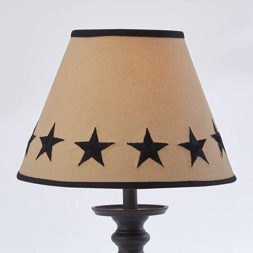Black Star Embroidered 12" Lamp Shade - Ozark Cabin Décor, LLC