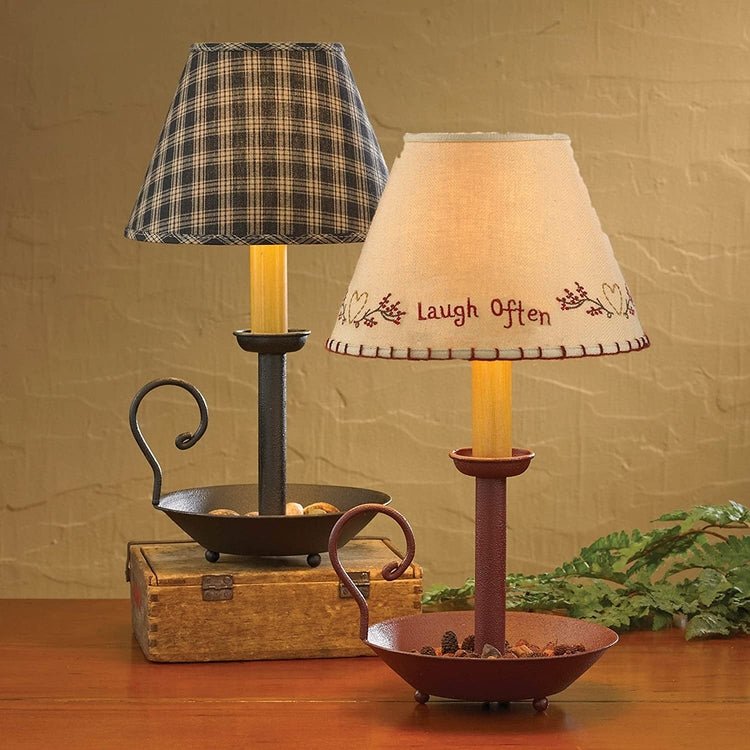 Rustic Chamberstick 13" Lamp - Red - Ozark Cabin Décor, LLC