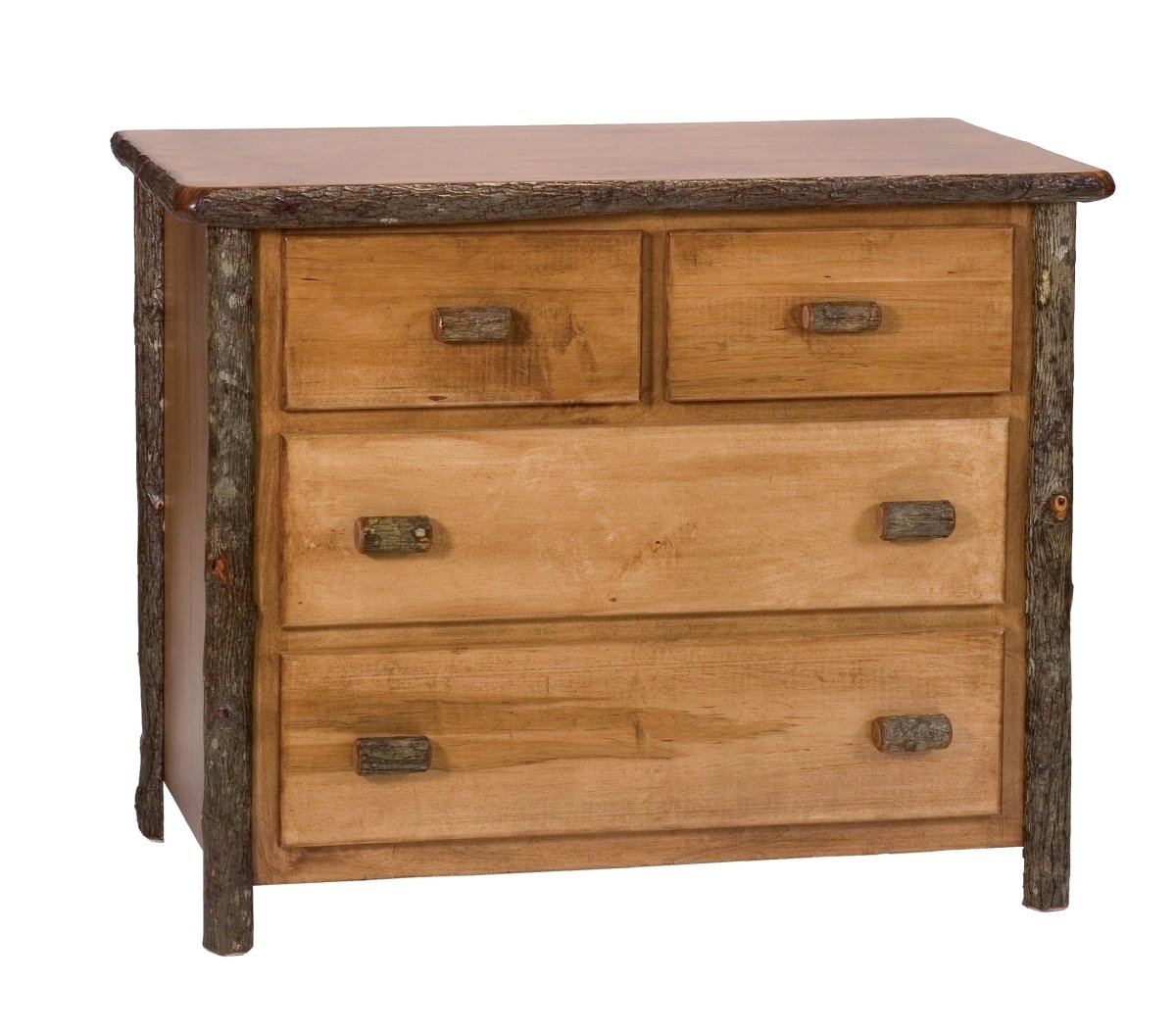 Fireside Lodge Furniture Natural Hickory Log Four-Drawer Low Boy