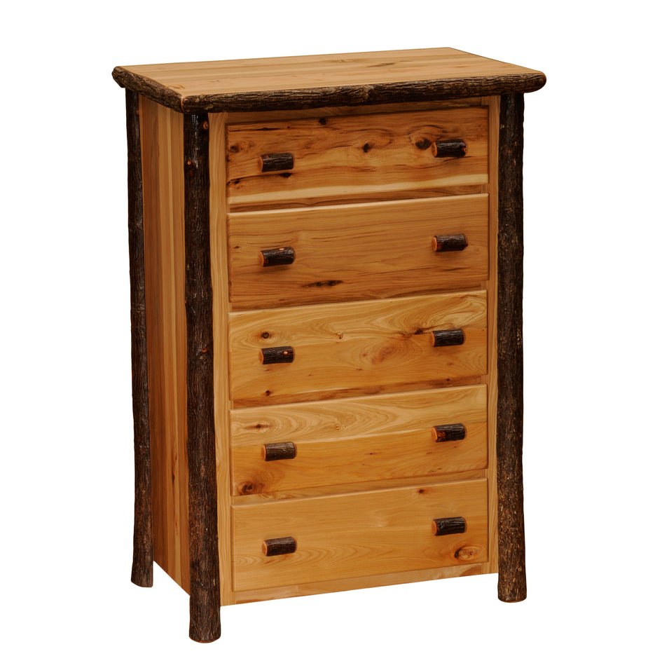 82030-T-P Natural Hickory Log Five-Drawer Chest - Ozark Cabin Décor, LLC