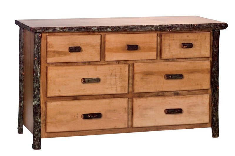 82050-T-P Natural Hickory Log Seven-Drawer Dresser - Ozark Cabin Décor, LLC