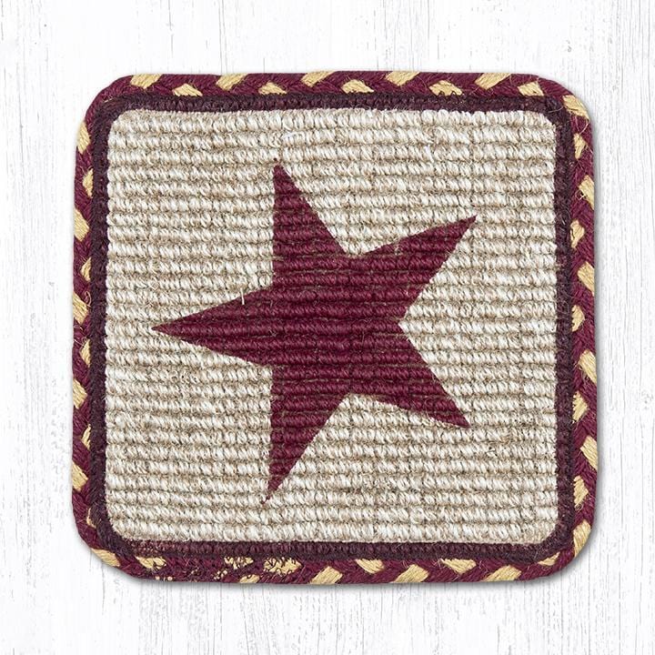Rustic Burgundy Star Wicker Weave Braided Natural Jute Table Accents - Ozark Cabin Décor, LLC