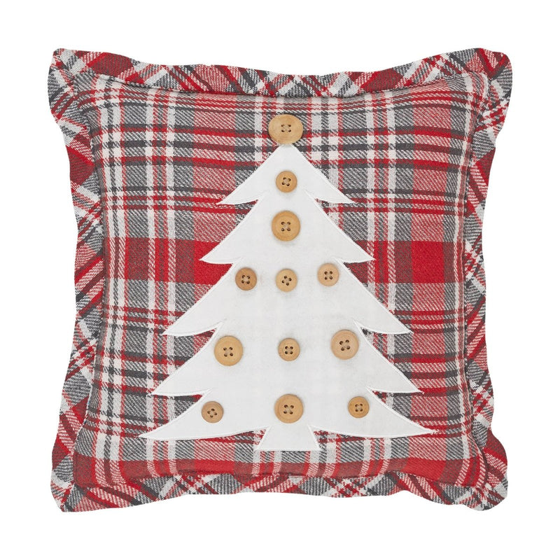 Plaid Button Tree Christmas Pillow - Ozark Cabin Décor, LLC