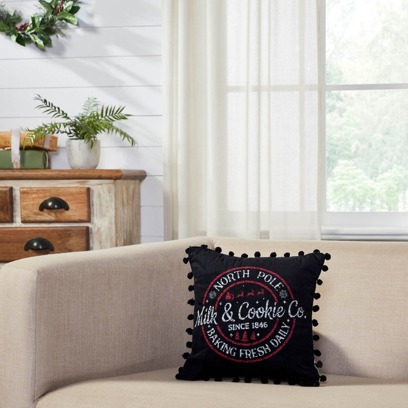 Black Check Milk & Cookies Christmas Pillow - Ozark Cabin Décor, LLC