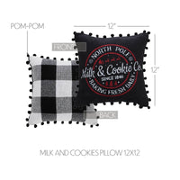 Black Check Milk & Cookies Christmas Pillow - Ozark Cabin Décor, LLC