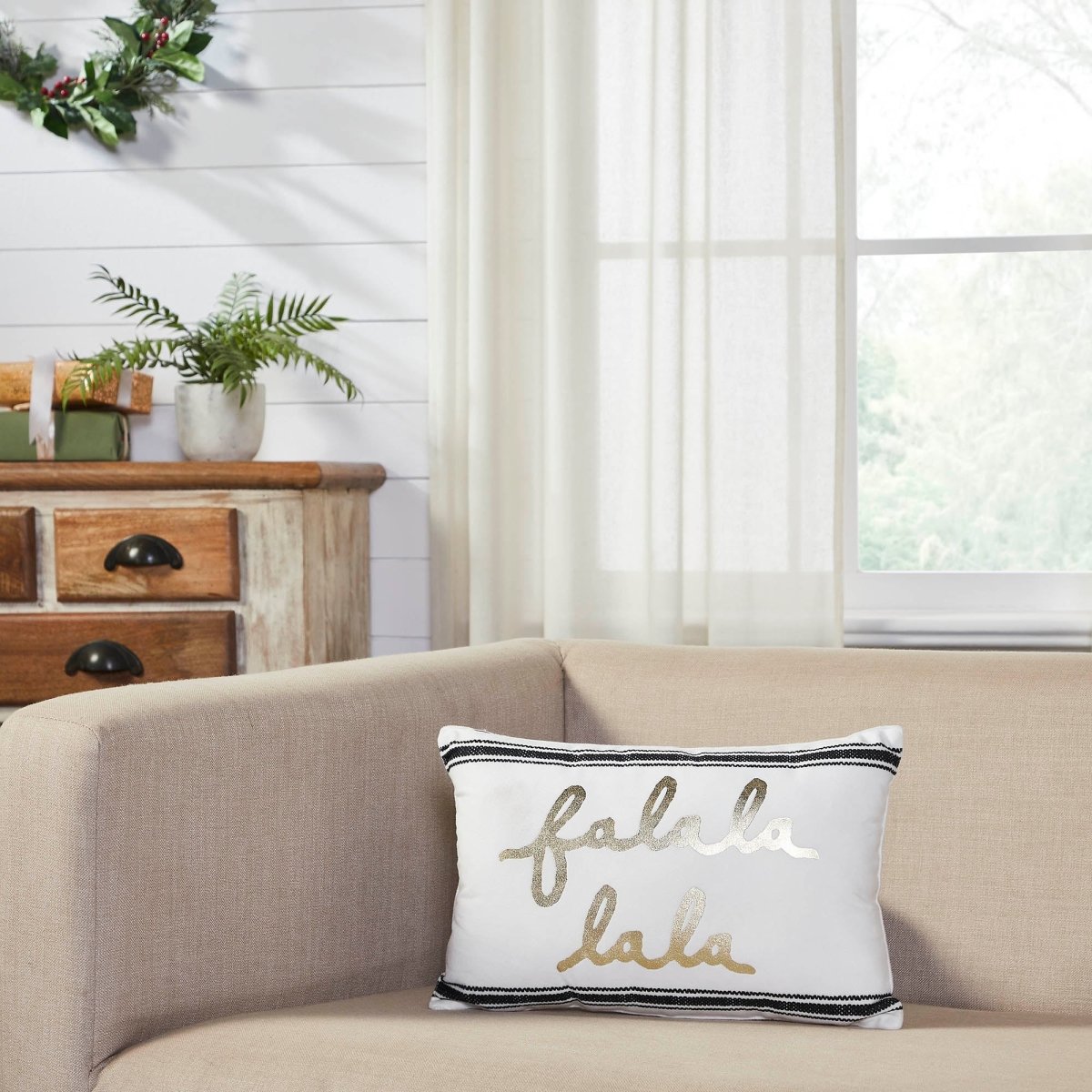 Wintergleam Fa La La Christmas Throw Pillow - Ozark Cabin Décor, LLC