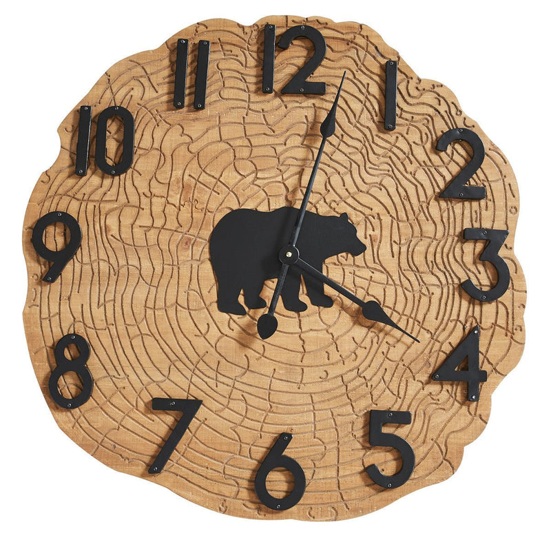 Black Bear Wood Slice Wall Clock - Ozark Cabin Décor, LLC