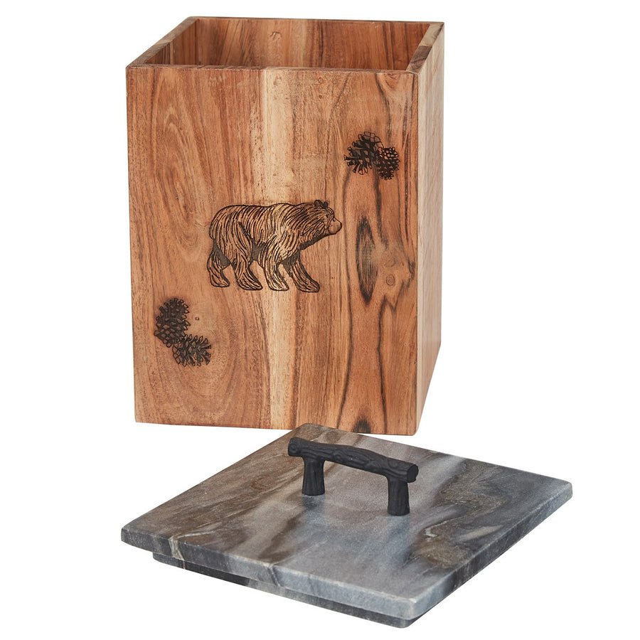Rustic Lodge Bear Wood Canister - Large - Thumbnail 3