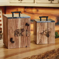 Rustic Lodge Pinecone Wood Canister - Small - Ozark Cabin Décor, LLC
