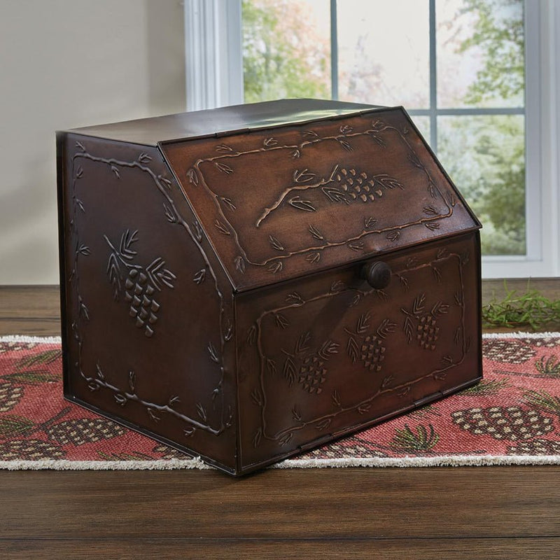 Pinecones Metal Bread Box - Ozark Cabin Décor, LLC