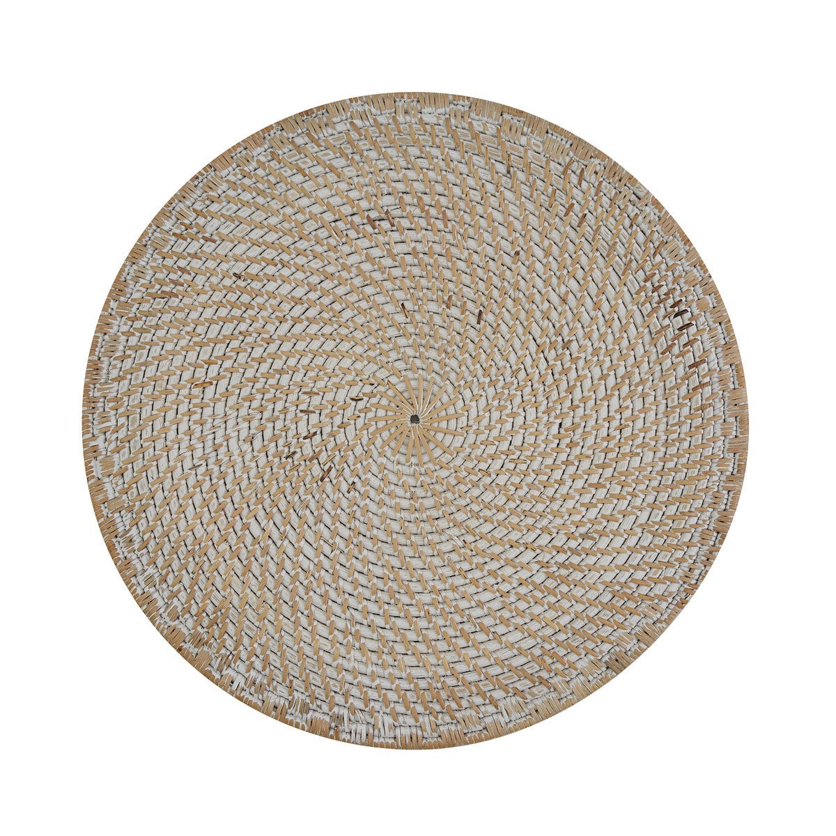 Rattan Charger Plate Set - White - Ozark Cabin Décor, LLC