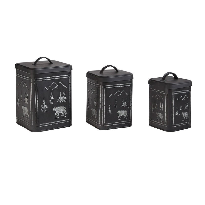 Black Bear Lodge Retreat Metal Canister Set of 3 - Thumbnail 2