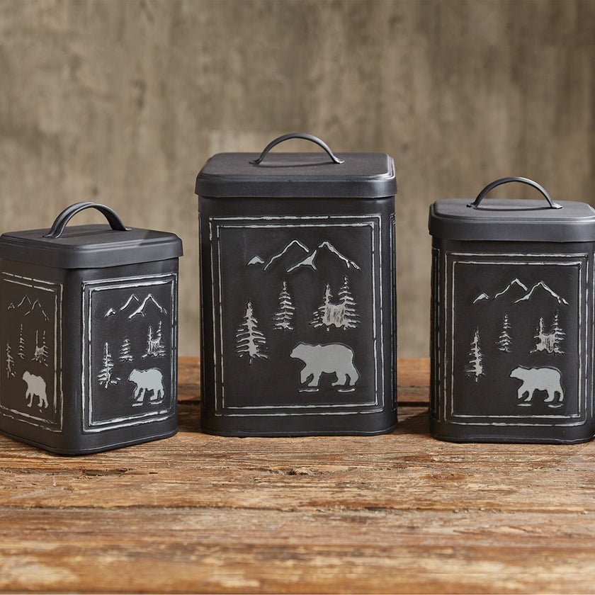 Black Bear Lodge Retreat Metal Canister Set of 3