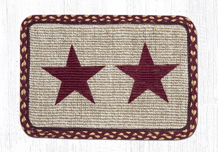 Rustic Burgundy Star Wicker Weave Braided Natural Jute Table Accents - Ozark Cabin Décor, LLC