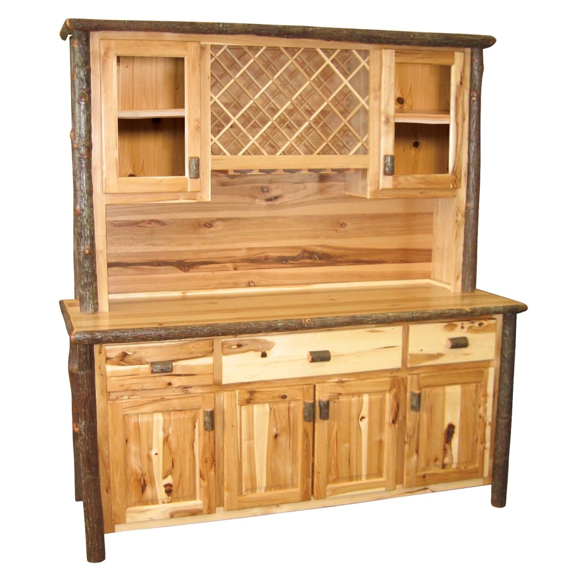 75" Buffet & Hutch w/Wine Rack - Natural - Ozark Cabin Décor, LLC